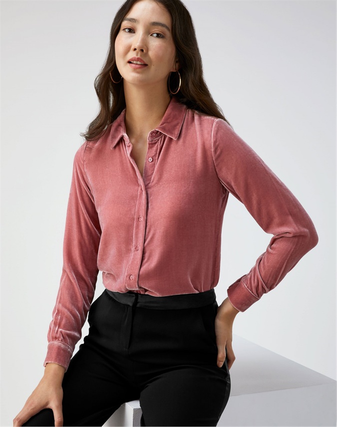 Rose | Silk Velvet Shirt | Pure Collection