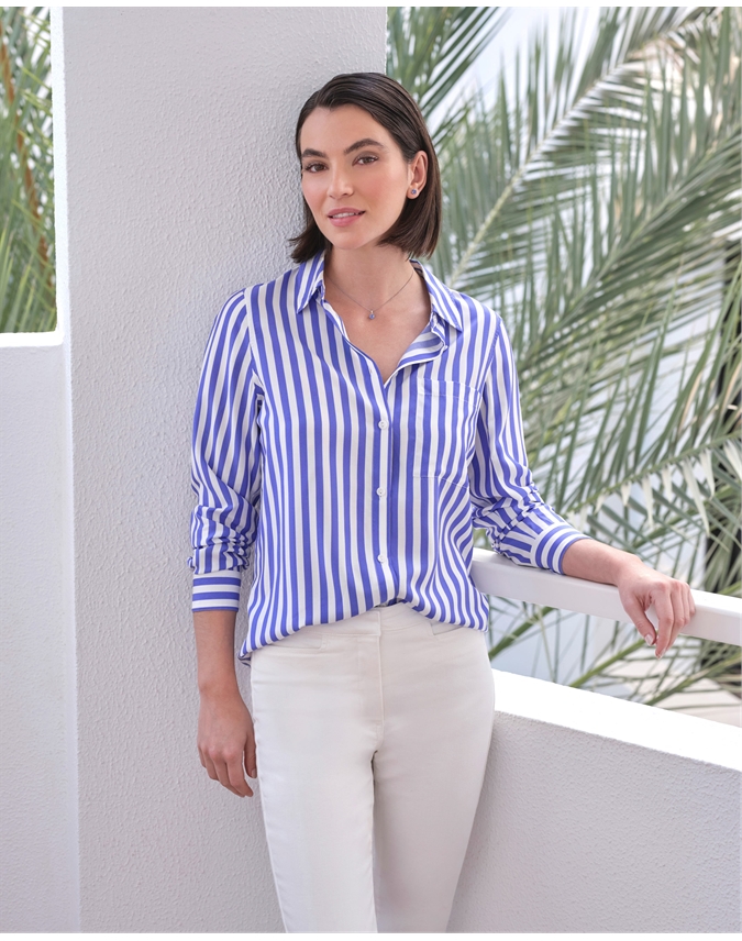 Silk Blend Stripe Shirt