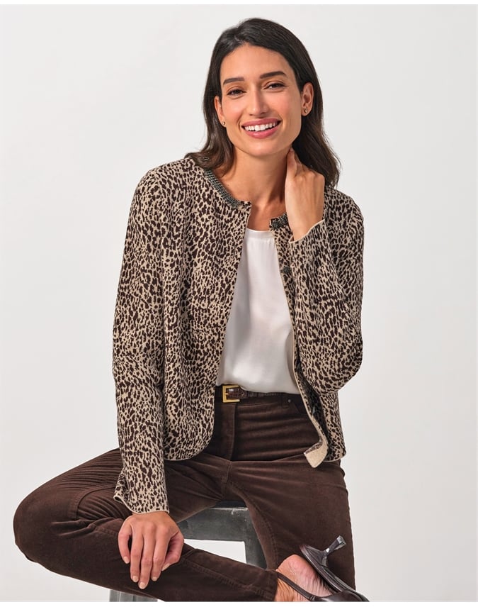 Animal Knitted Jacket With Trim