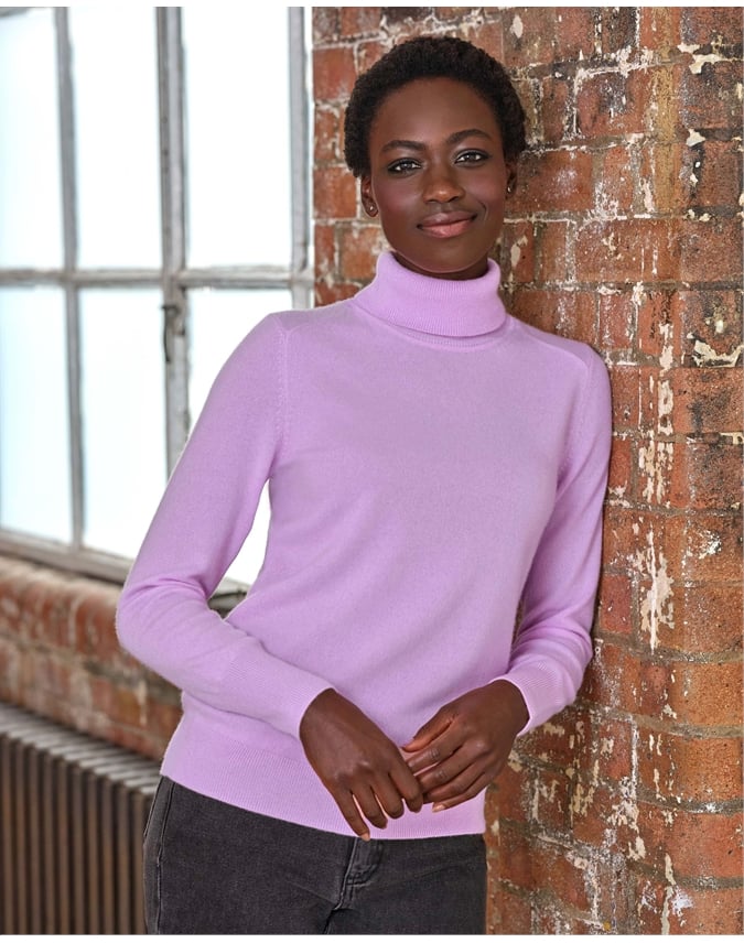 Womens Cashmere Polo Neck Sweater