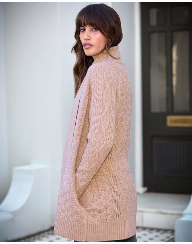 Luxury Cashmere Cable Edge to Edge Cardigan