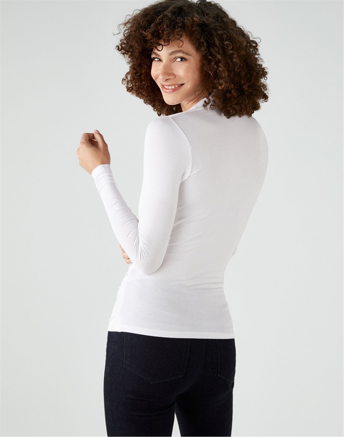 White | Soft Jersey Wrap Top | Pure Collection