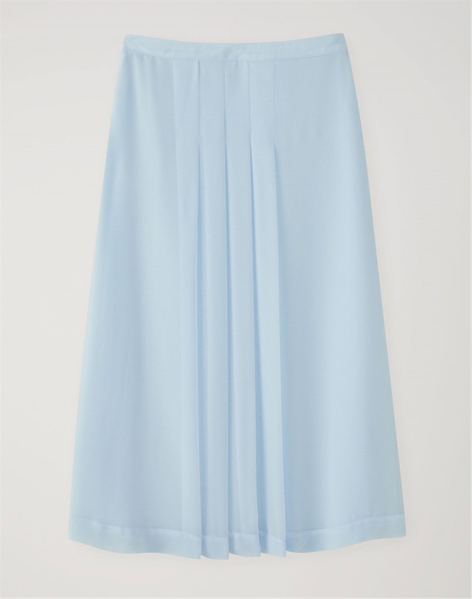 Pale Blue | Soft Pleat Skirt | Pure Collection