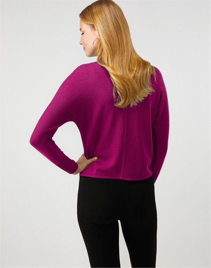 Bright Magenta | Turtle Neck Batwing Sweater | Pure Collection