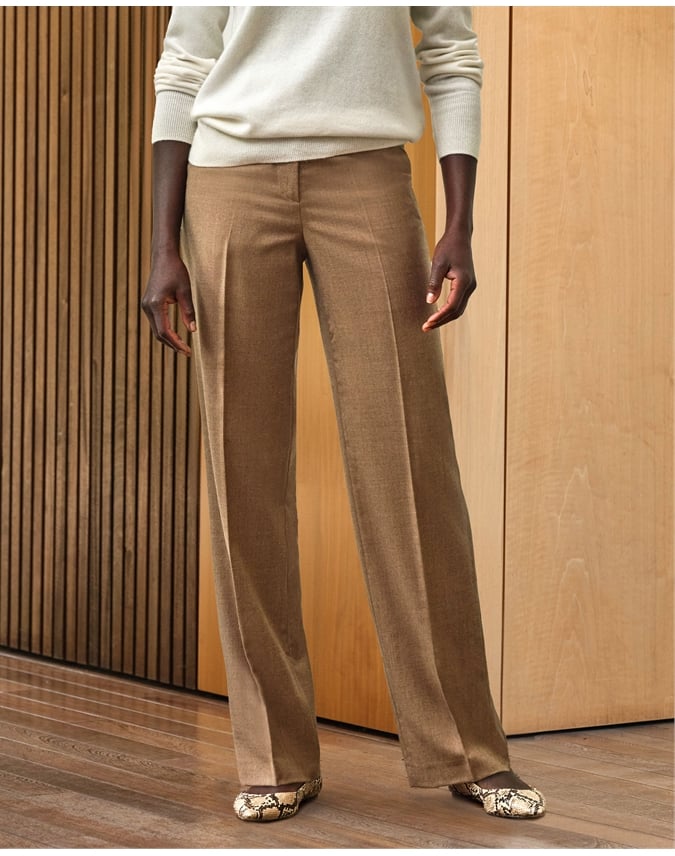 Camel straight leg trousers best sale