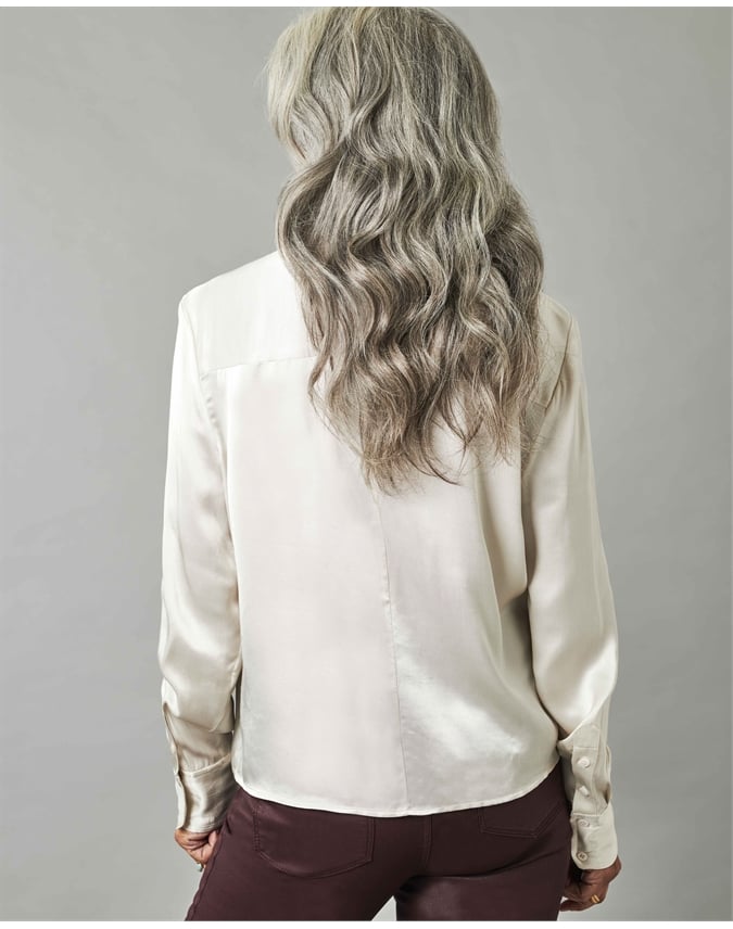 Ivory Washed Silk Relaxed Blouse Pure Collection