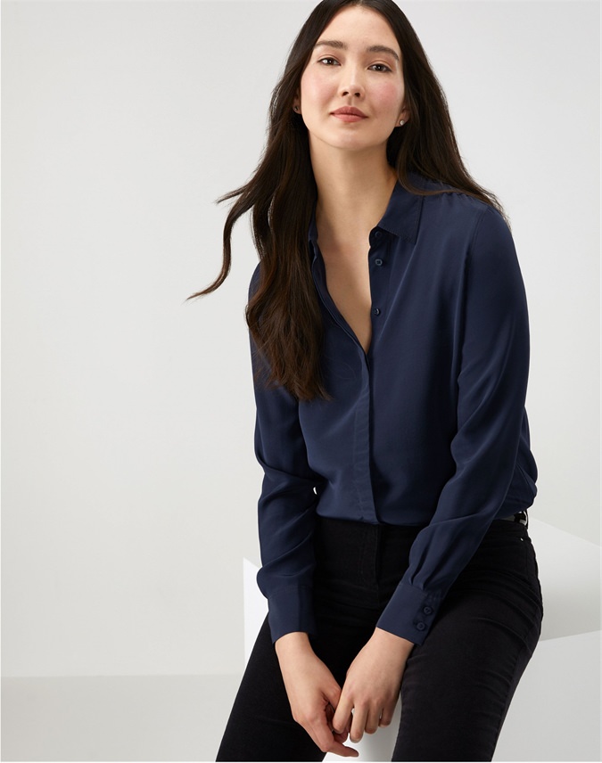 Midnight | Washed Silk Relaxed Blouse | Pure Collection