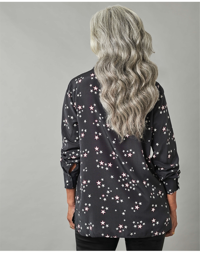 Star Print Washed Silk Relaxed Blouse Pure Collection