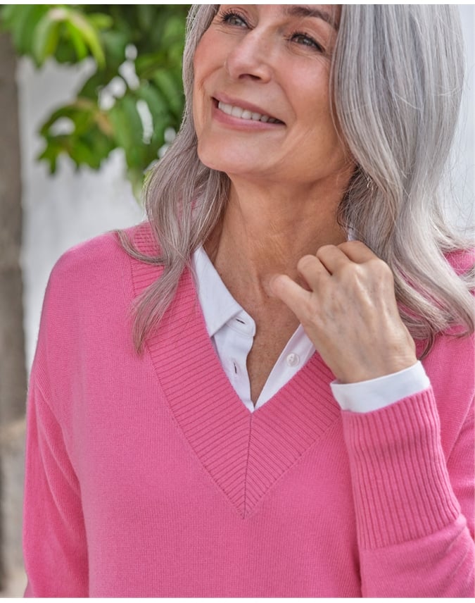 Cashmere Merino Deep V Neck Tunic