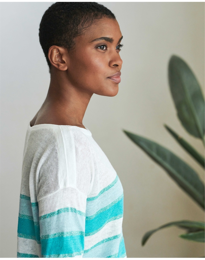 Linen Lurex Stripe Sweater