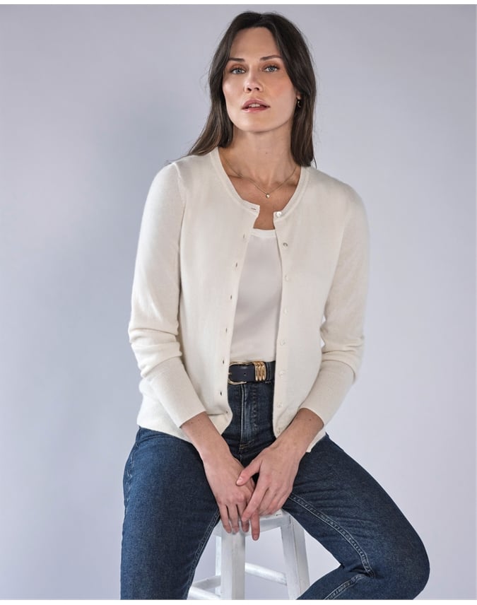 Cashmere Crew Neck Cardigan