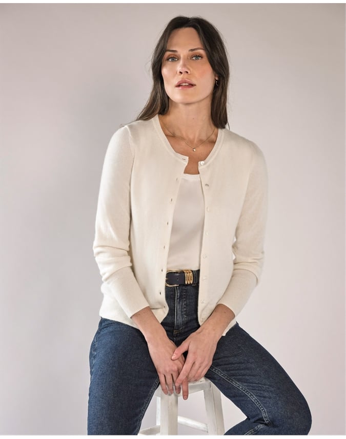 Cashmere Crew Neck Cardigan