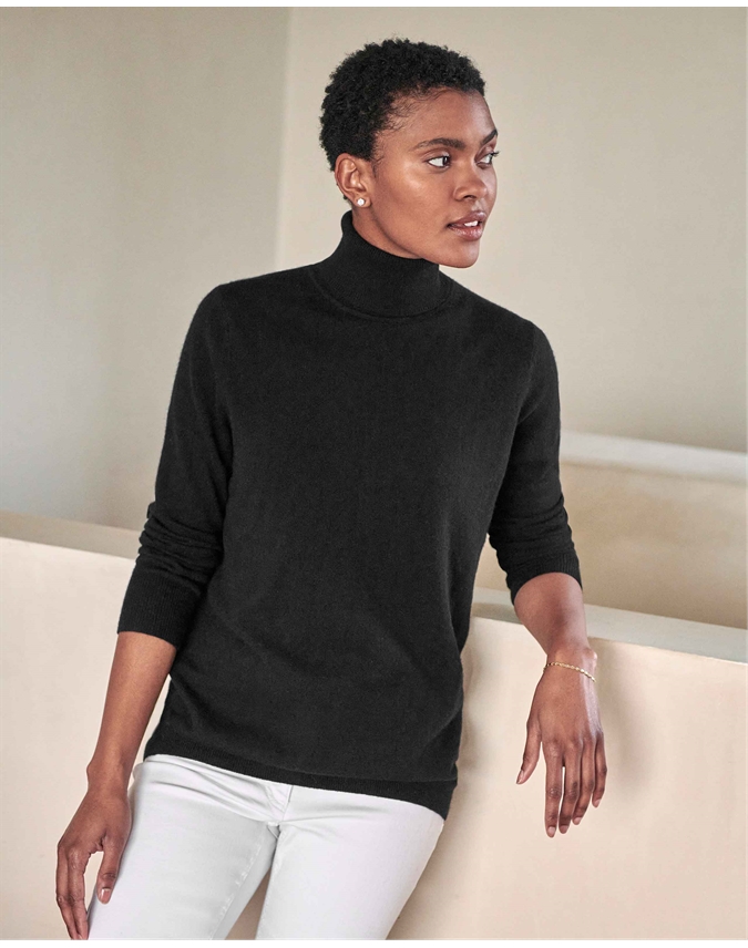 ladies black polo neck jumpers