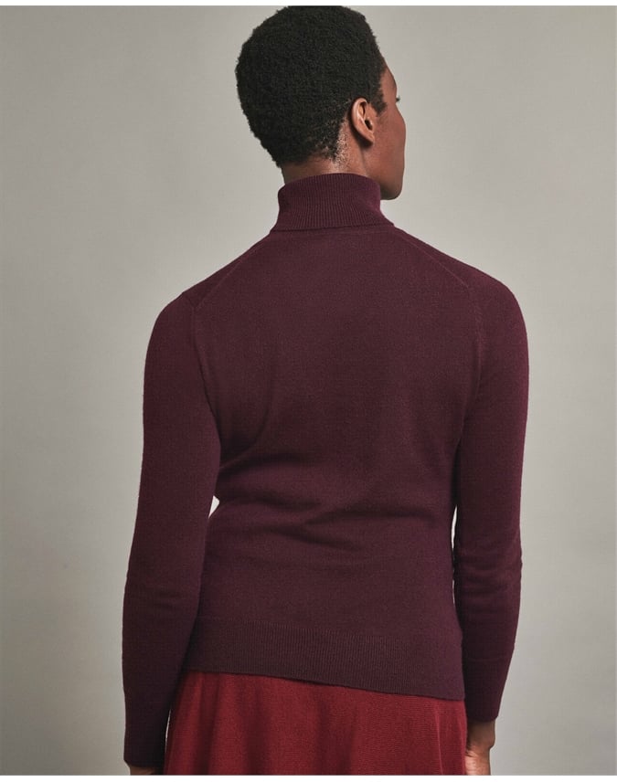 Aubergine Womens Cashmere Polo Neck Sweater Pure Collection