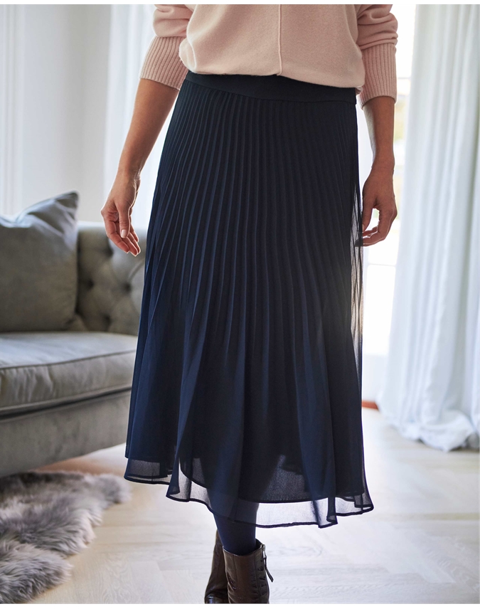 Pleat Midi Skirt