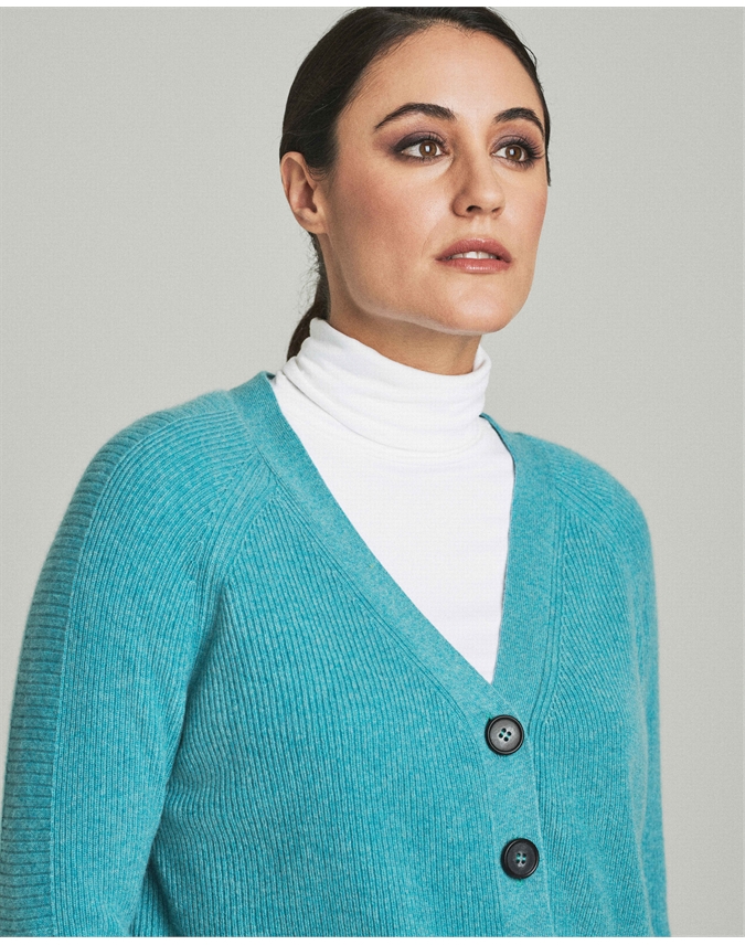 ribbed raglan cardigan