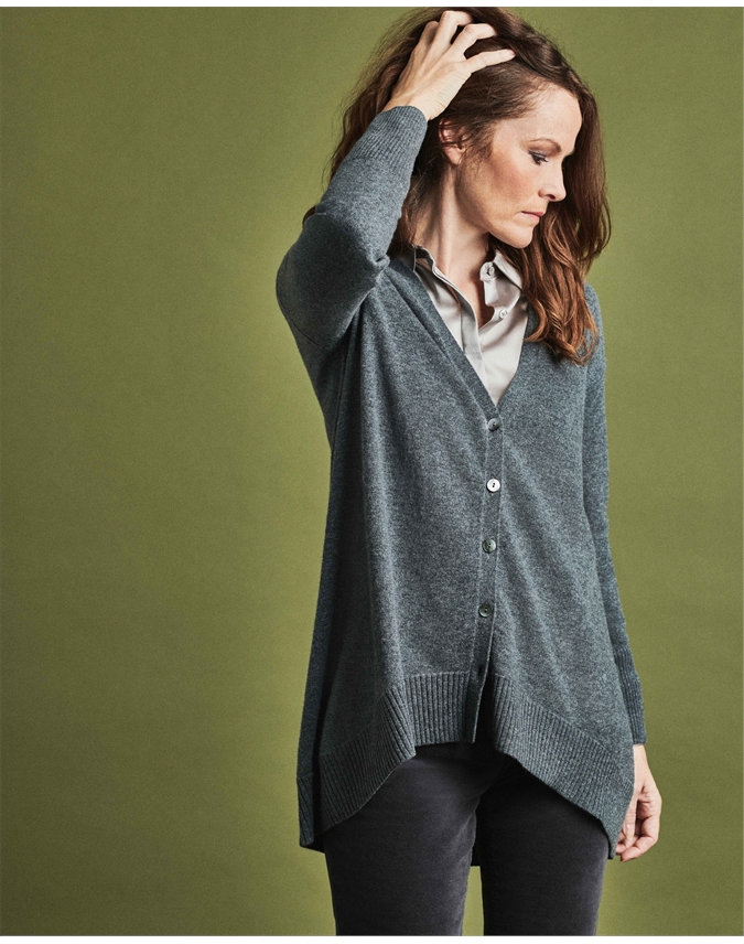 Soft Charcoal Wool Cashmere Swing Cardigan Pure Collection