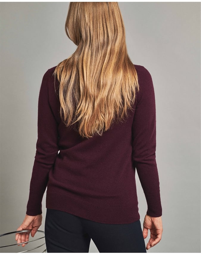 Aubergine Cashmere V Neck Sweater Pure Collection