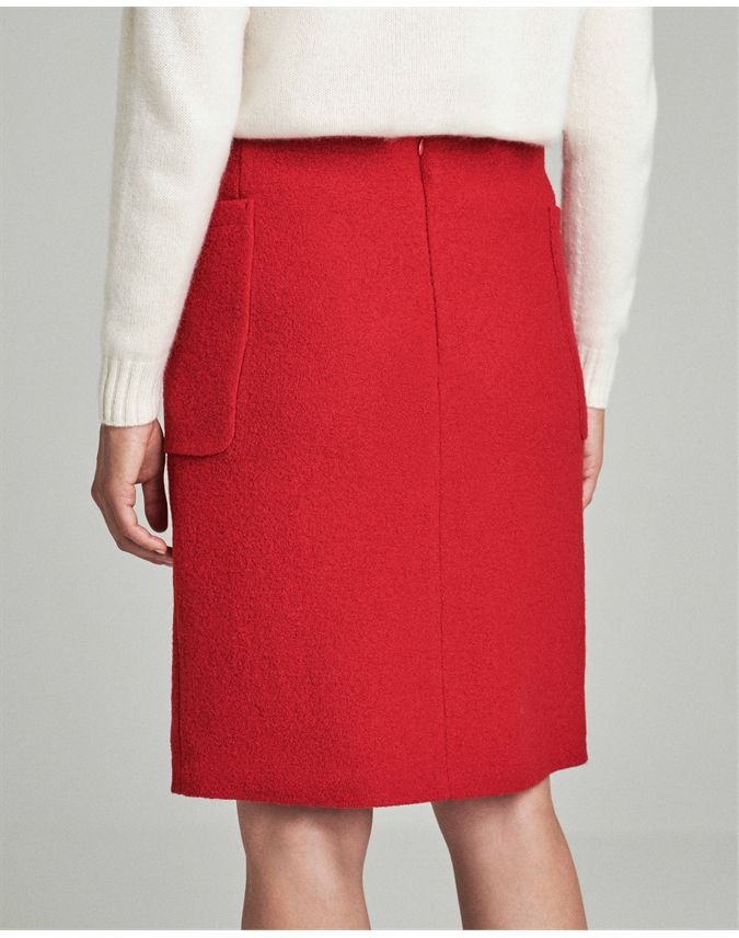 Wool Blend Double Button Mini Skirt
