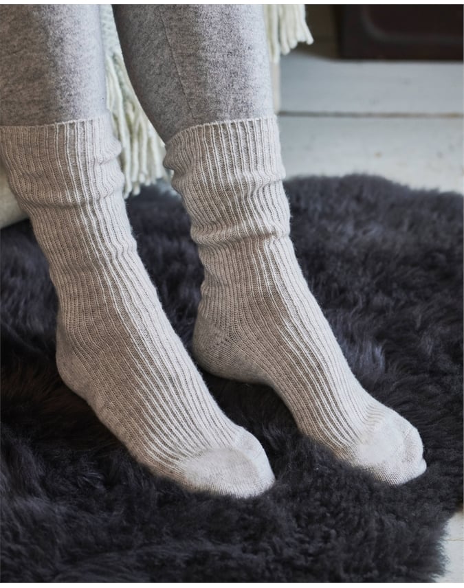 Ice Grey Cashmere Bed Socks Pure Collection