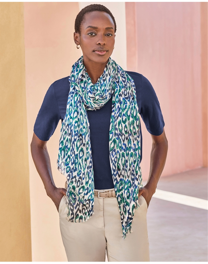 Silk Blend Printed Scarf