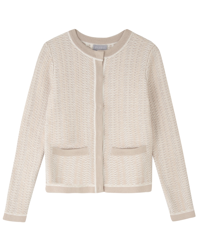 White/Blanched Almond | Cotton Textured Jacket | Pure Collection