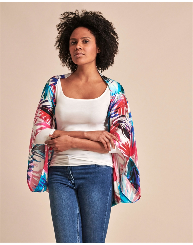Multi Palm Print Silk Shrug Pure Collection