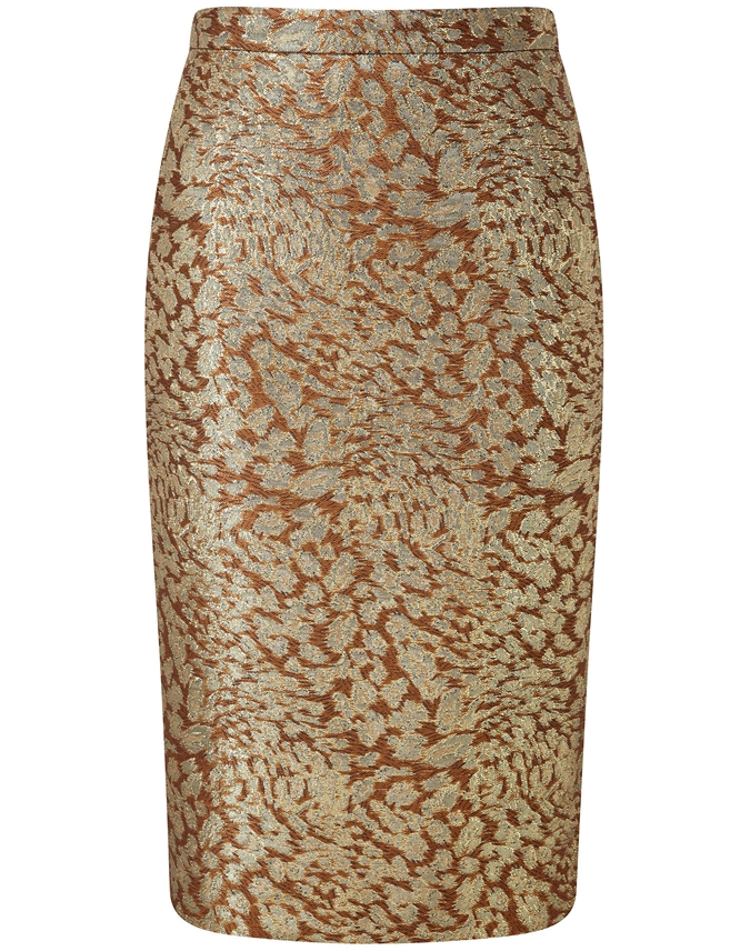 Gold | Jacquard Pencil Skirt | Pure Collection