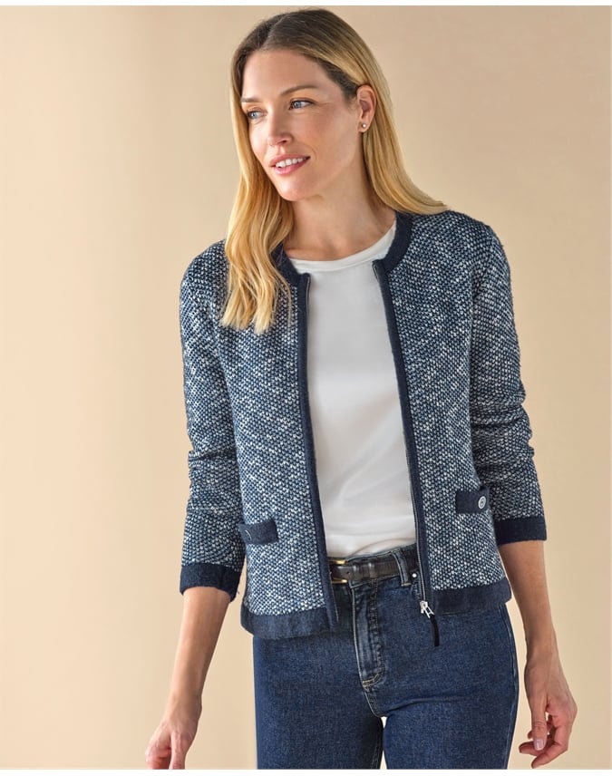 Cotton Wool Tweedy Zip Jacket