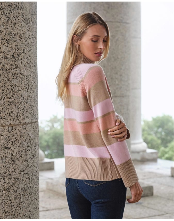 Wool Cashmere Wide Stripe Sweater