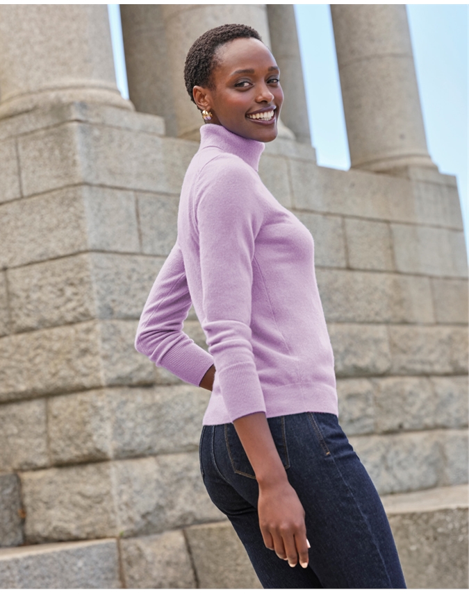 Womens Cashmere Polo Neck Sweater