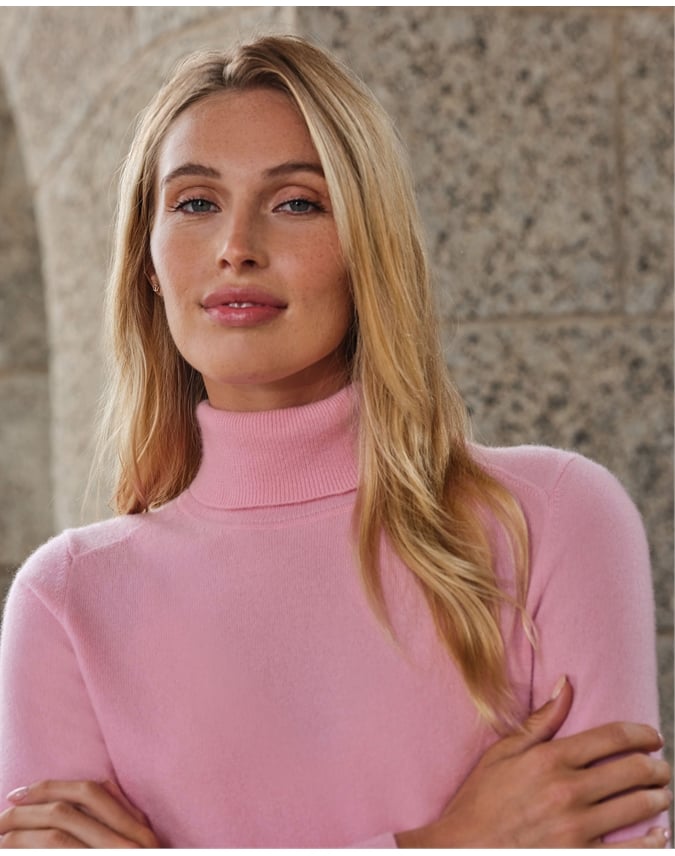 Womens Cashmere Polo Neck Sweater