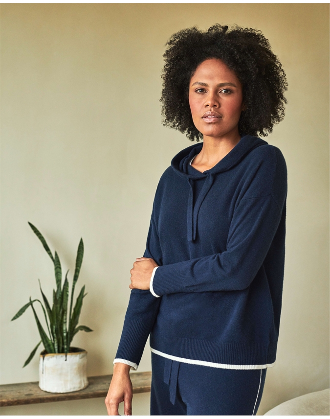 navy blue cashmere hoodie