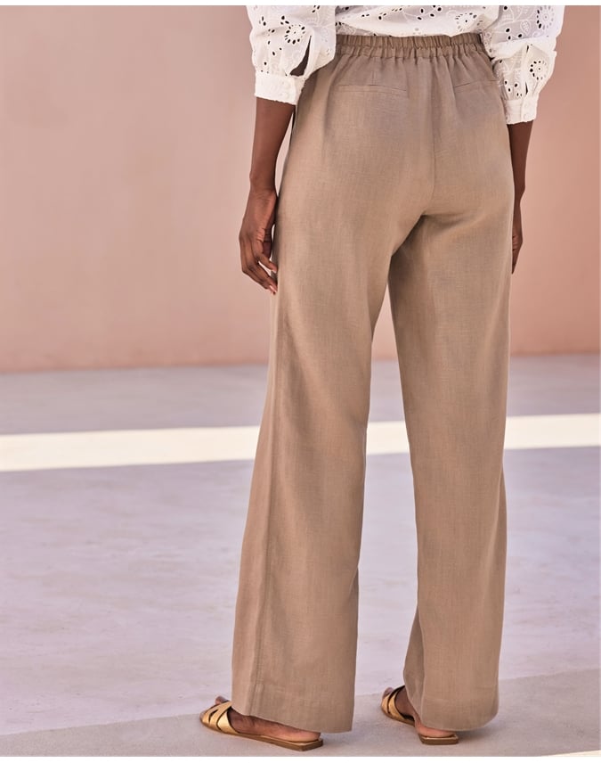 Laundered Linen Wide Leg Trouser