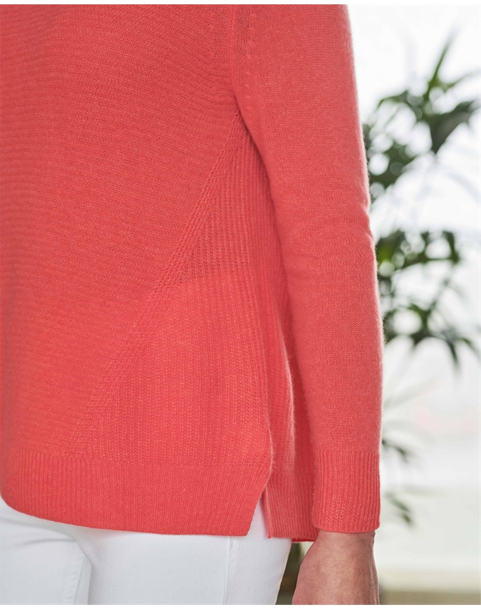 Heather Coral Organic Cashmere Soft Textured Sweater Pure Collection