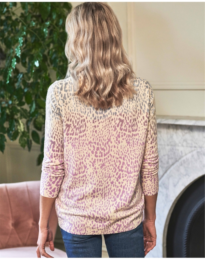 Ombre Animal Print | Womens Cashmere Boyfriend Sweater | Pure Collection