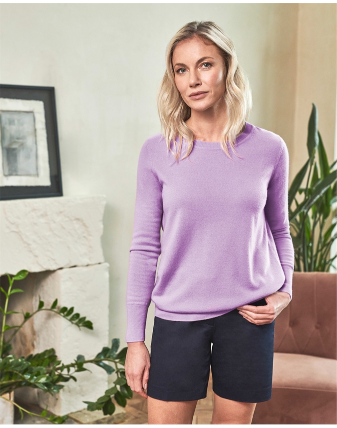 Soft Lilac Womens Cashmere Boyfriend Sweater Pure Collection