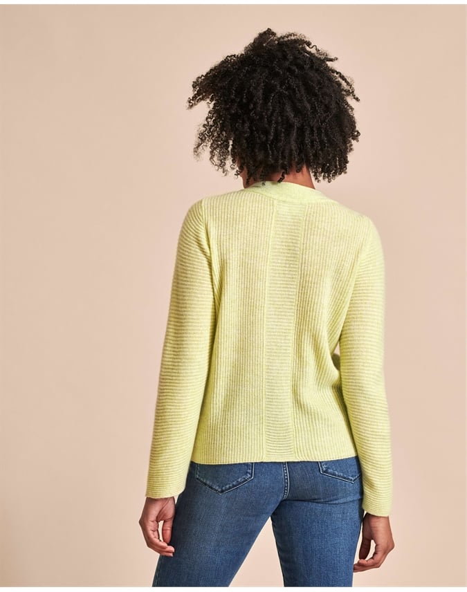 Summer Lime | Organic Cashmere Ribbed Cardigan | Pure Collection