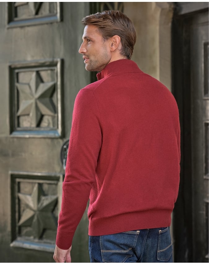 Mens Cashmere Zip Neck Sweater
