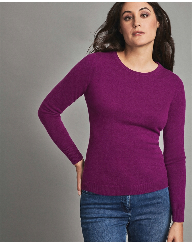 bright pink crew neck sweater