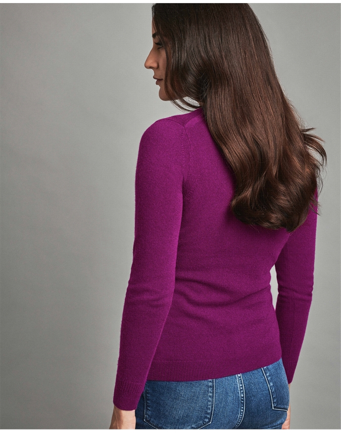 Bright Magenta | Cashmere Slim Fit Crew Neck Sweater | Pure Collection