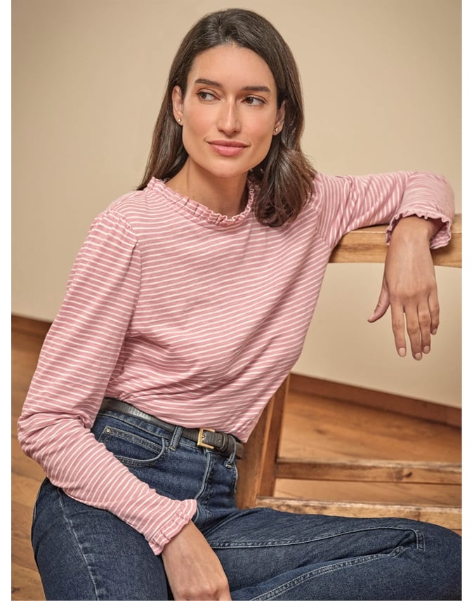 Ruffle Neck Jersey Top