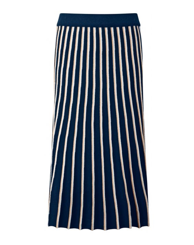 Navy Stripe | Knitted Skirt | Pure Collection