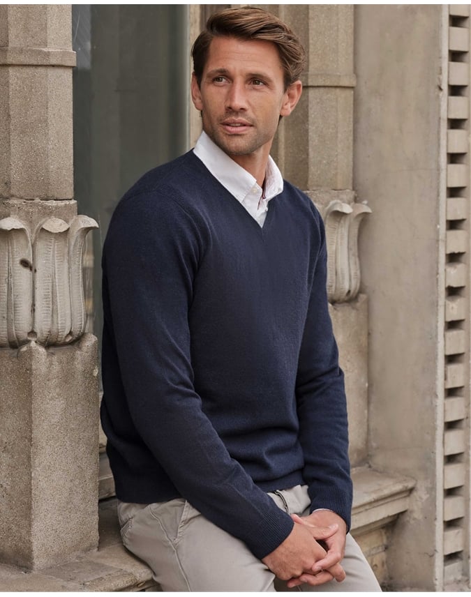 Mens Cashmere V Sweater