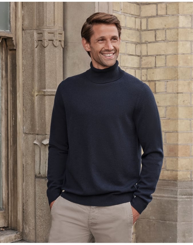 Mens Cashmere Roll Neck Sweater