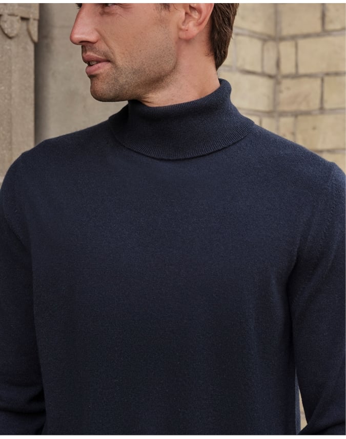 Mens Cashmere Roll Neck Sweater