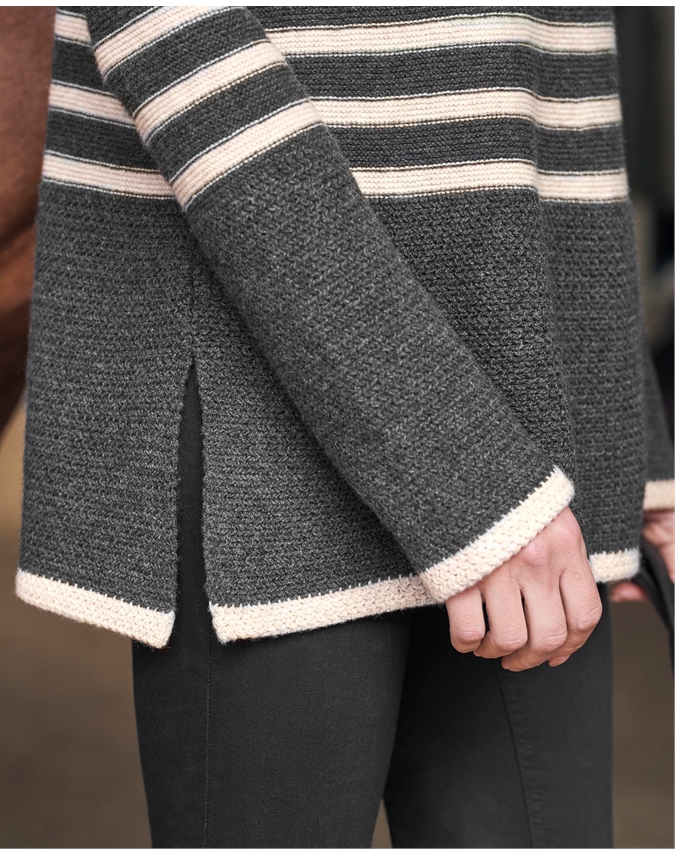 Wool Cashmere Stripe Swing Sweater