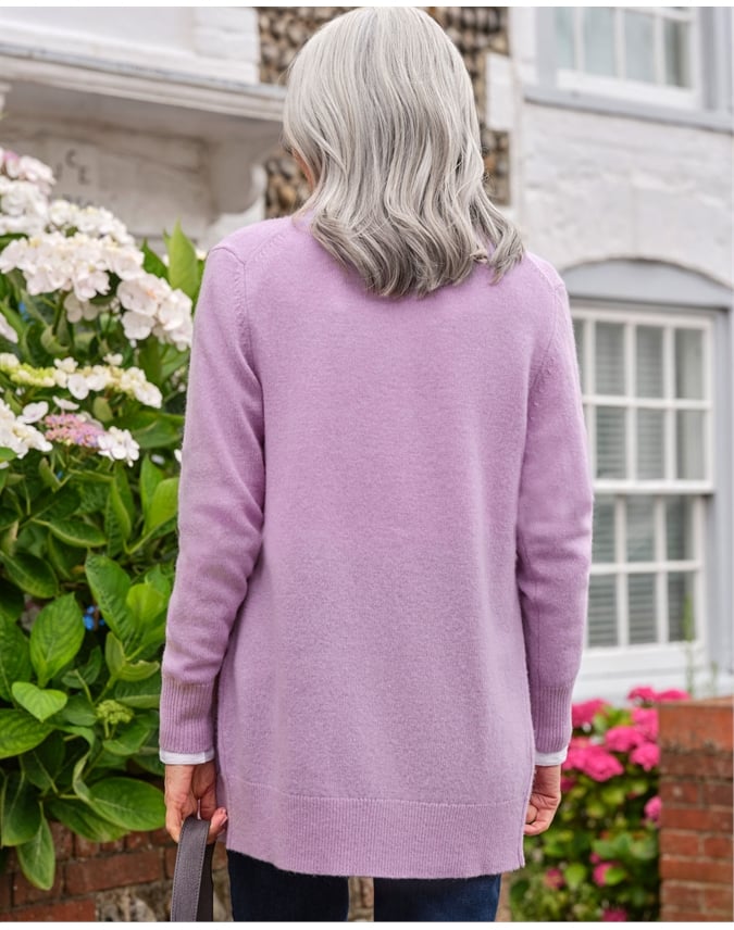 Lambswool Ladies Crew Neck Cardigan