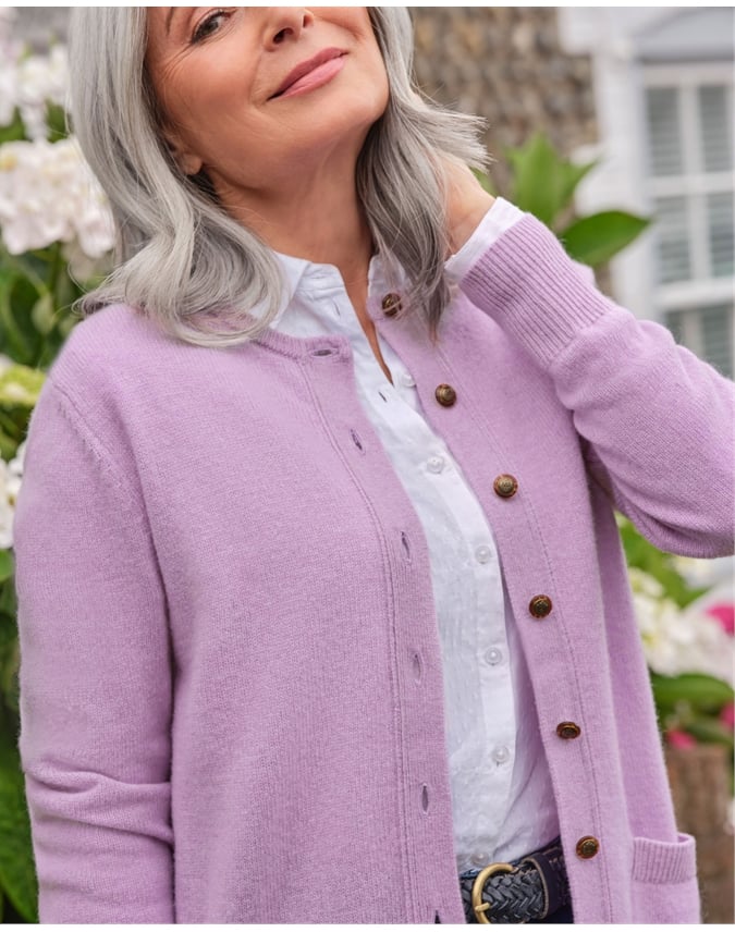 Lambswool Ladies Crew Neck Cardigan