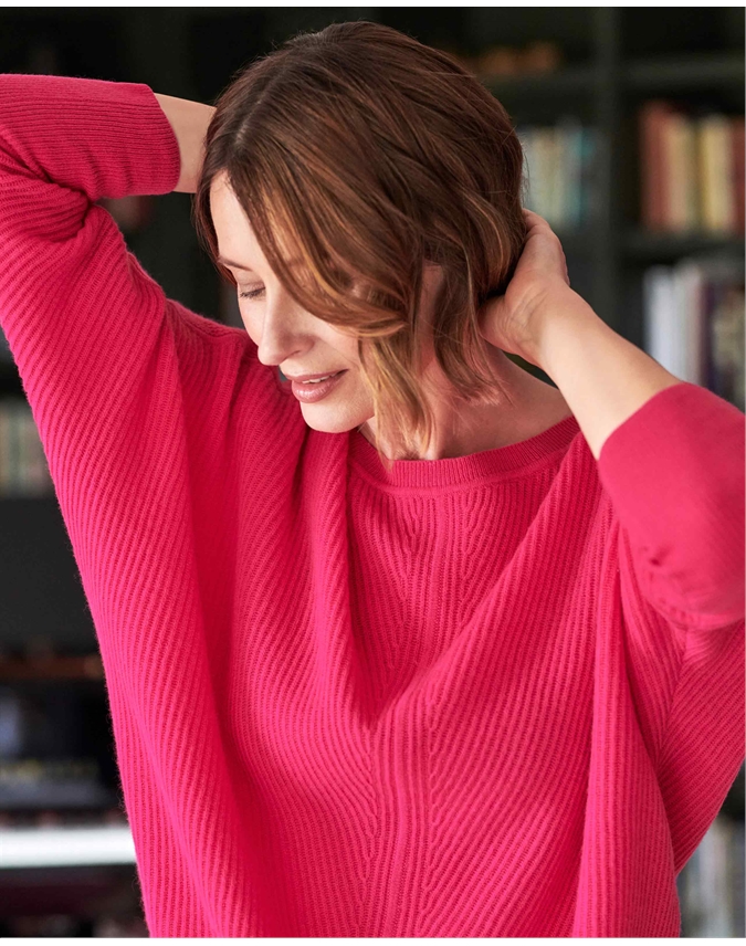 Cashmere Textured Batwing Sweater